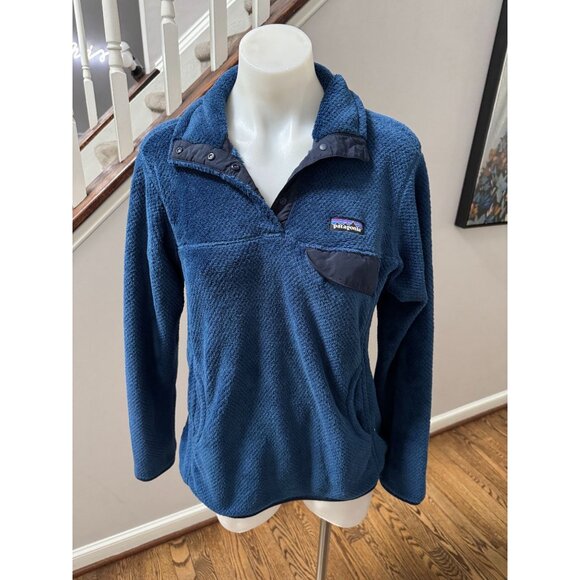Patagonia Women's Re-Tool Snap-T Fleece Pullover Blue Fuzzy Size Medium - Picture 1 of 2